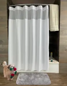 CTY Waffle eco-friendly white shower curtain room scene