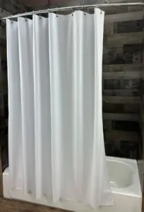 Forester white 8 gauge leather embossed vinyl shower curtain liner by Kartri