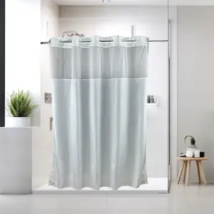 Hang2it Poly 300 white light-view shower curtain bath scene
