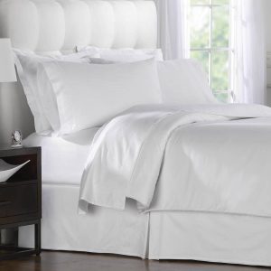 Martex Patrician Twill Stripe Hotel Sheets-King Flat White