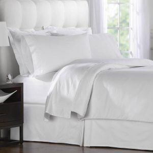 Martex Patrician Twill Stripe Hotel Sheets-Twin Flat White