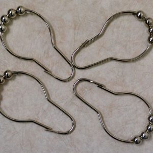 Stainless Steel Shower Curtain Hooks w/ 4 ABS Nickel Plated Rollers By Kartri (12 Dz)