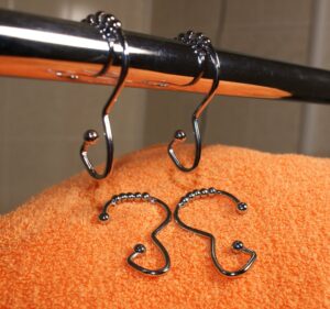 Heavy Grip Chrome Shower Curtain Hooks w/ 5 Zinc Chrome Plated Rollers By Kartri (12 Dz) - image 1