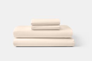 Hotel Bed Sheet Stack Bone Percale T200 CottonPoly Thomaston