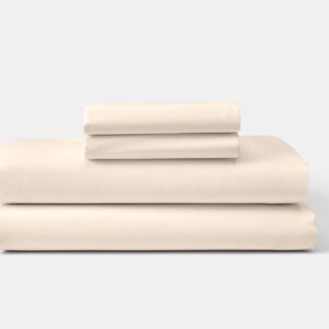 Hotel Bed Sheet Stack Bone Percale T200 CottonPoly Thomaston