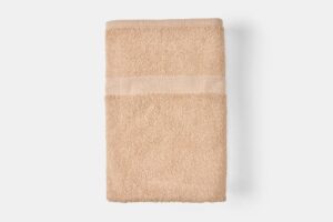Hotel Bath Towel Terry Cotton Poly Thomaston Cam Folded Beige